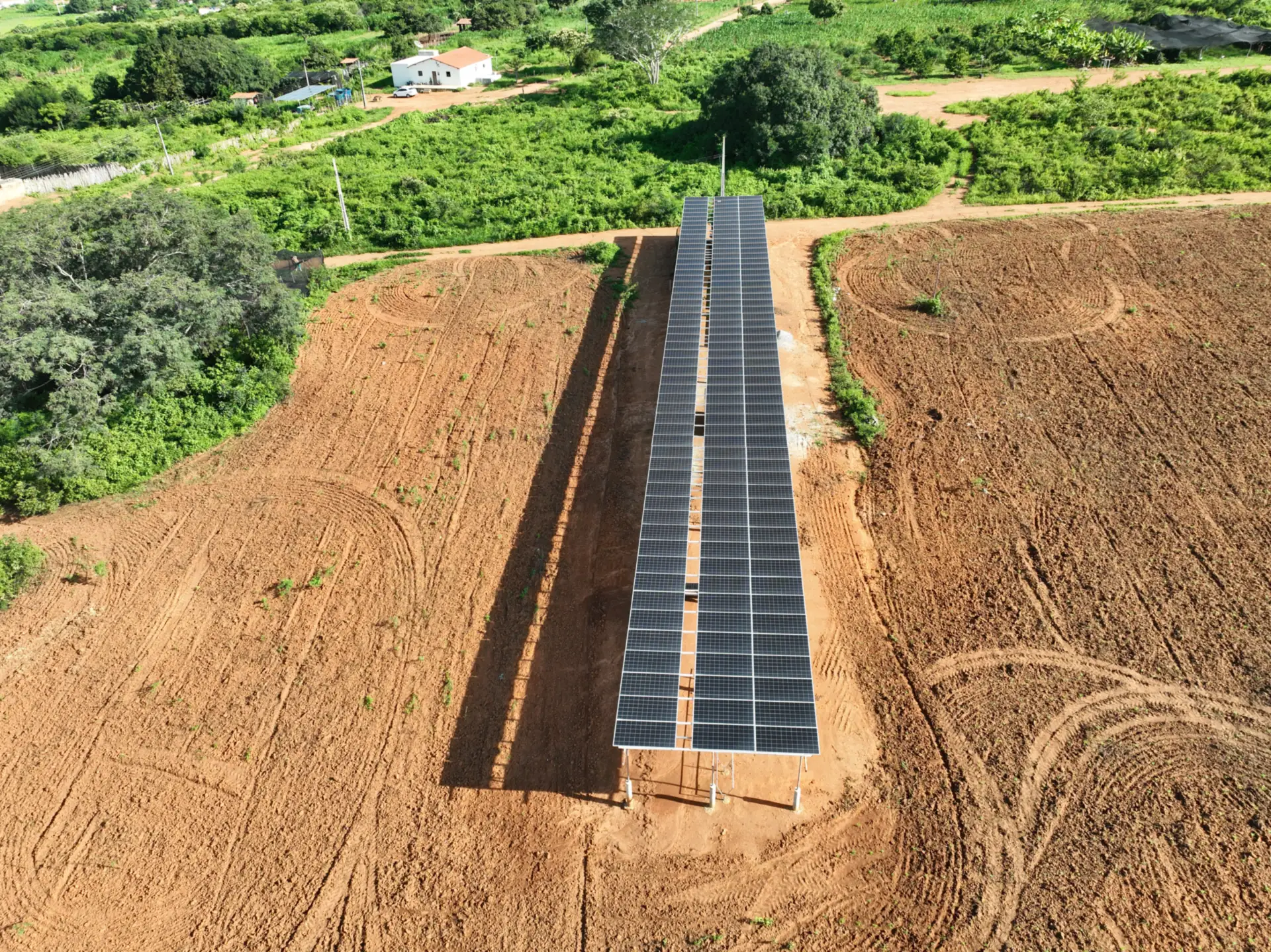 Vista aérea da operação Agritech Semiárido em Pereiro, no sertão do Ceará